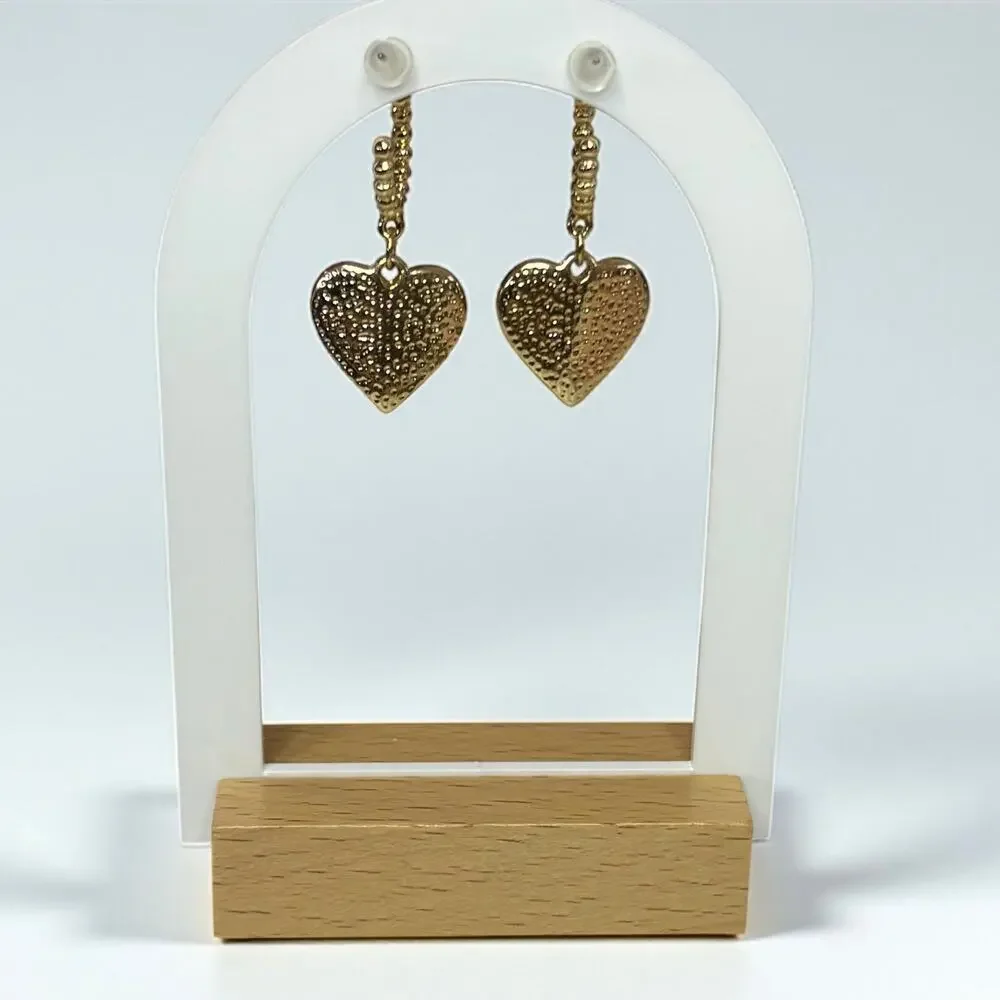 Chic Gold & Burgundy Heart Hoop Earrings